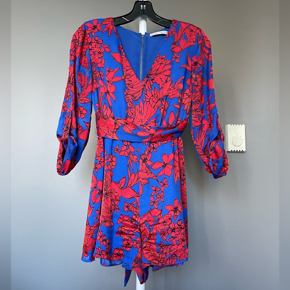 Alice + Olivia floral romper with waist tie